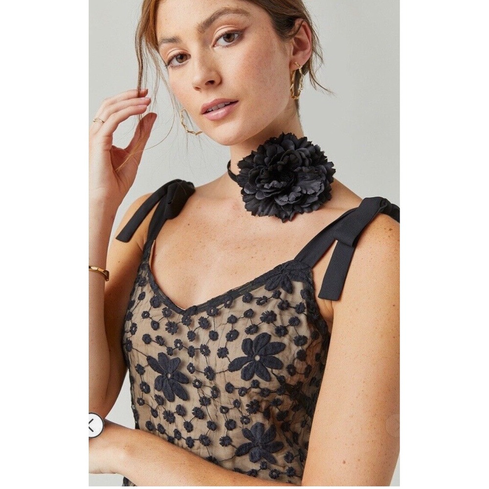 NWT Francesca's Collections Mini Dress Black Lace/cream Lining Tie Straps Zip - Picture 3 of 9